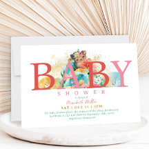 Bezaubernde Whimsical Pink Letters Baby Girl Dusch