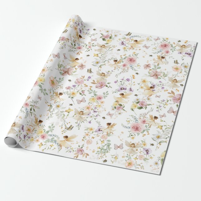 Bezaubernde Wildblume Fairy Garden Girl Birthday Geschenkpapier (Ungerollt)