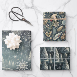 Bezaubernde Winternacht: Elegantes Weihnachtsfest  Geschenkpapier Set