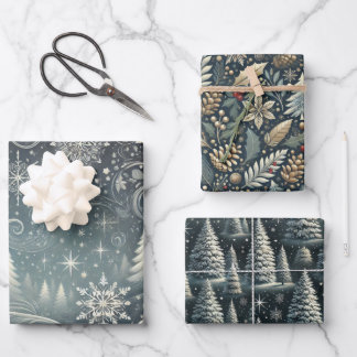 Bezaubernde Winternacht: Elegantes Weihnachtsfest  Geschenkpapier Set