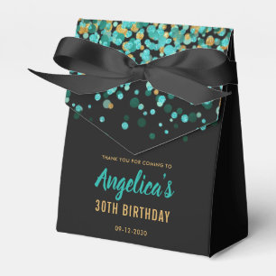 Bezaubernder aquamariner GoldGlitzerConfetti Geschenkschachtel