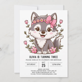 Bezaubernder digitaler Wolf Geburtstag Einladung