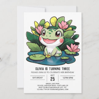 Bezaubernder farbiger Frosch Digitaler Geburtstag Einladung