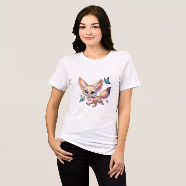 bezaubernder Fennec-Fuchs umgeben von verträumtem  Tri-Blend Shirt (Vorderseite voll)