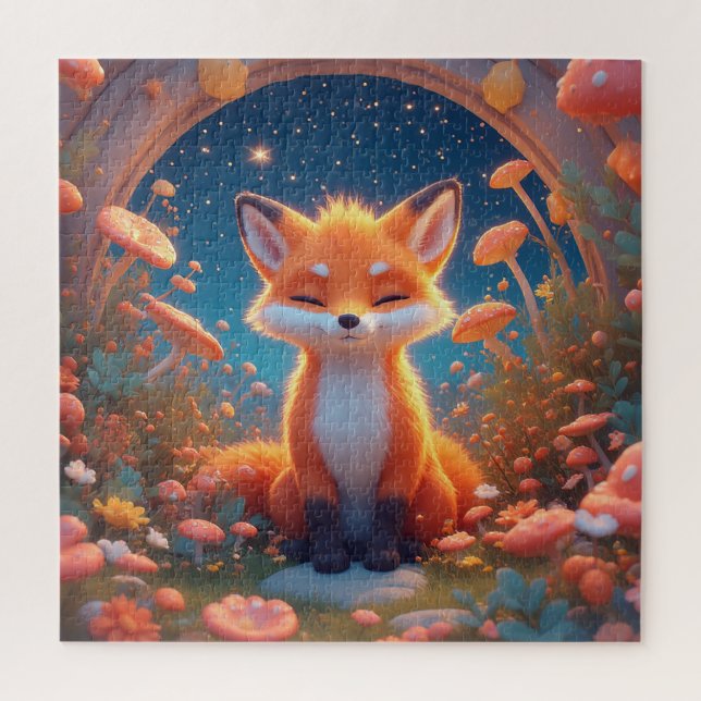 Bezaubernder Fuchs inmitten eines Fantasy-Waldes (Vertikal)
