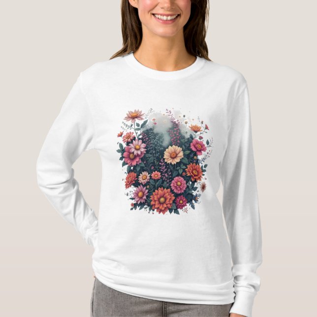 Bezaubernder Garten - farbenfrohe Blumenstrauß mit T-Shirt (Vorderseite)