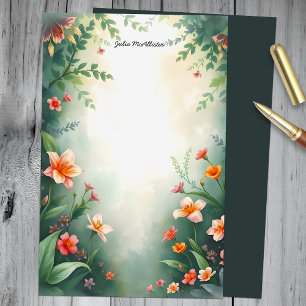 Bezaubernder Garten mit lebhaften Blumen Briefpapier