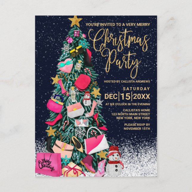 Bezaubernder Girly Feiertagspostkarte (Vorderseite)