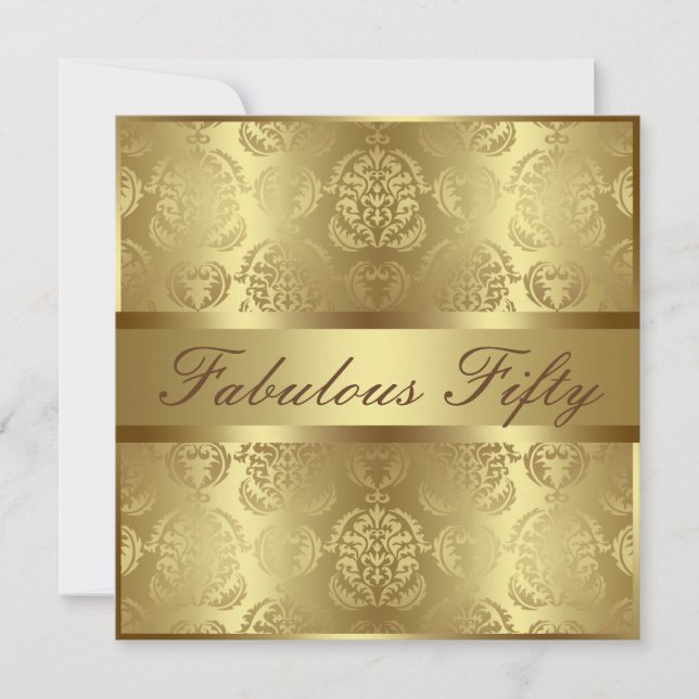 Bezaubernder Golddamast elegante fabelhafte Einladung (Vorderseite)