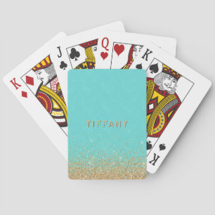 Bezaubernder GoldGlitzer Ombre blaue Spielkarten