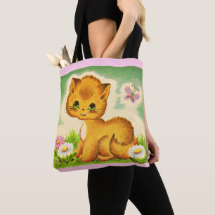 bezaubernder grüner mit Augen Kätzchenprint Tasche