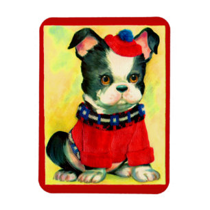 bezaubernder Hund in Hut und Pullover Magnet