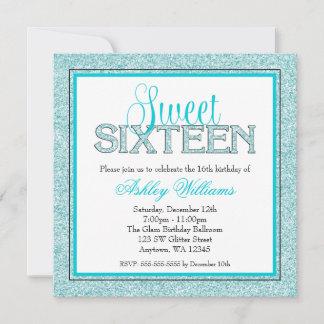 Bezaubernder Imitat-Glitzer-aquamariner blauer Einladung