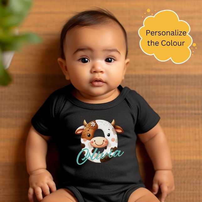 Bezaubernder Kuh Letter O Baby Outfit mit Individu Baby Strampler (Von Creator hochgeladen)