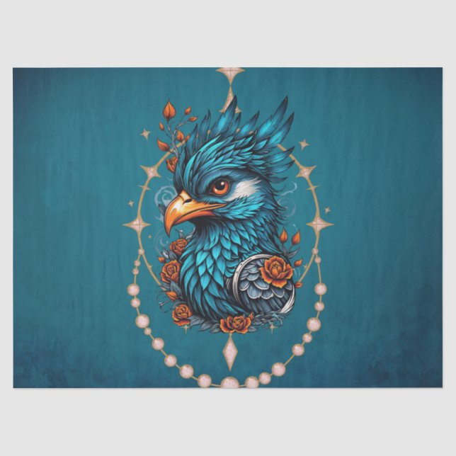 Bezaubernder majestätischer Blauvogel Seidenpapier (Vorderseite)