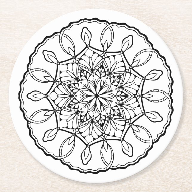 Bezaubernder Mandala Adult Coloring Untersetzer (Vorderseite)