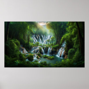 Bezaubernder mehrschichtiger Wasserfall Poster