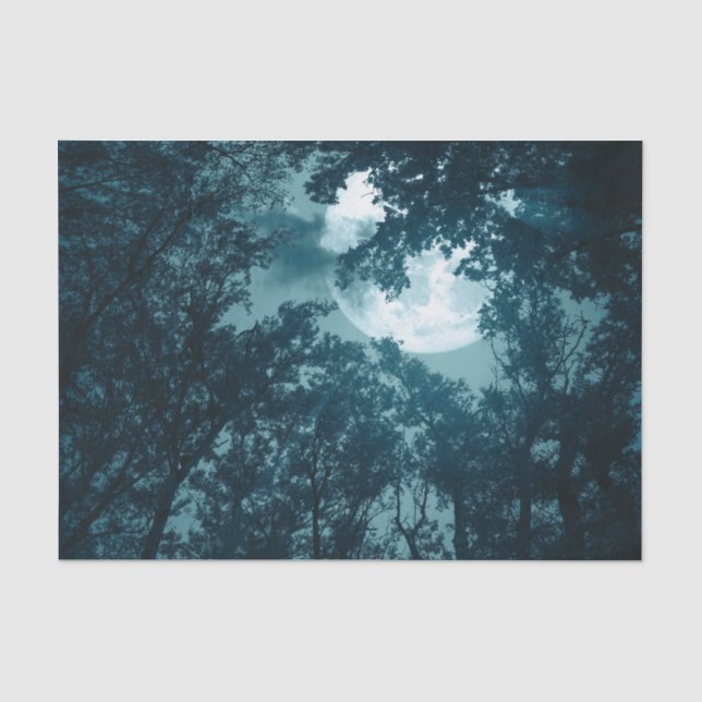 Bezaubernder Nachtwald mit Vollmond Seidenpapier (Vorderseite)