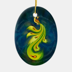 Bezaubernder Pfau V2 Keramik Ornament