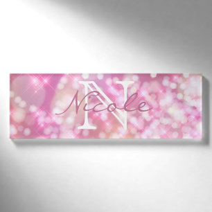 Bezaubernder rosa Glitzern-Monogramm-Namen-Umbau Namenschild