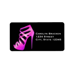 Bezaubernder rosa hoher Heels-schwarzer Adressaufkleber