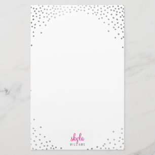 Bezaubernder rustikaler Confetti silberne Folie Briefpapier