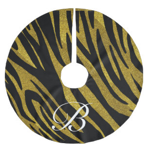 Bezaubernder schwarzer Zebra-Streifen-u. Polyester Weihnachtsbaumdecke