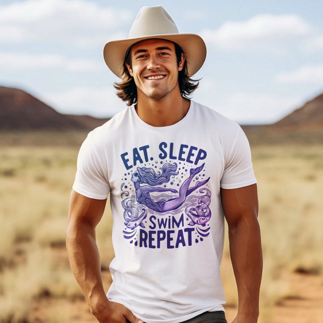 Bezaubernder Schwimmer: Sleep Swim wiederholen T-Shirt (Von Creator hochgeladen)