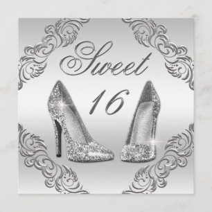 Bezaubernder silberner Glitzer-hoher Heels-Bonbon Einladung