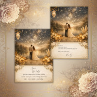 bezaubernder Sternennacht See Blau & Gold Hochzeit