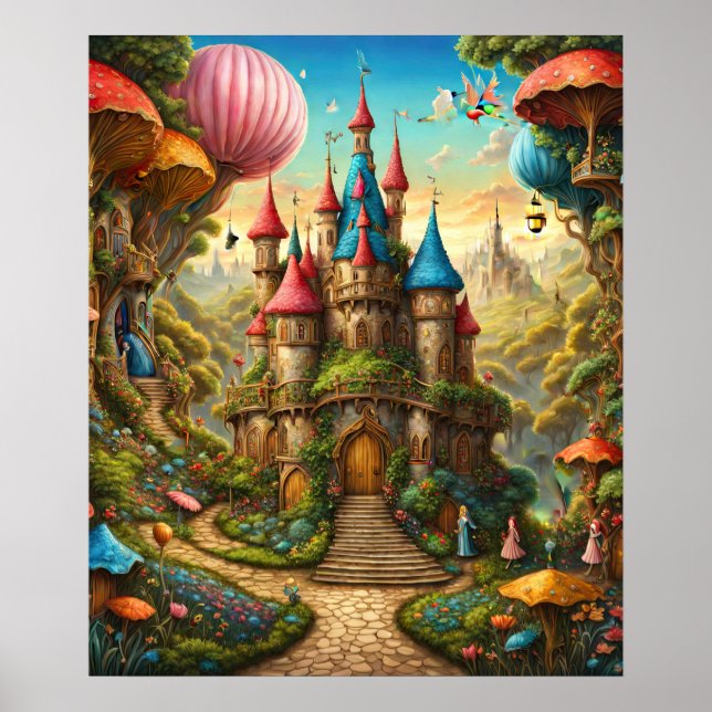 Bezaubernder Wald mit Fairytale Burg Poster (Vorne)