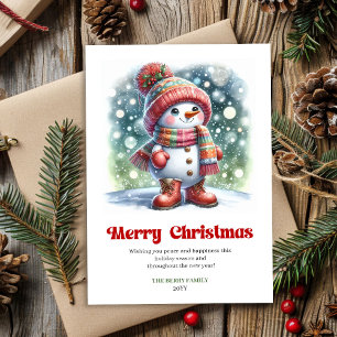 Bezaubernder Weihnachts-Schneemann klassischer Kin Feiertagskarte