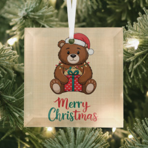 Bezaubernder Weihnachtsbär Ornament Aus Glas