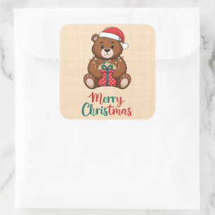 Bezaubernder Weihnachtsbär Quadratischer Aufkleber