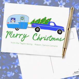 Bezaubernder Weihnachtscamper Vintage-Anhänger RV Postkarte