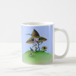 bezaubernder Welpenhund mit großem Strohhut Kaffeetasse