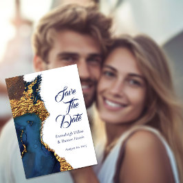 Bezauberndes Abstraktes Blue Gold Save The Date