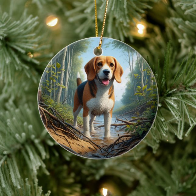 Bezauberndes Beagle-Andenken Keramik Ornament (Von Creator hochgeladen)