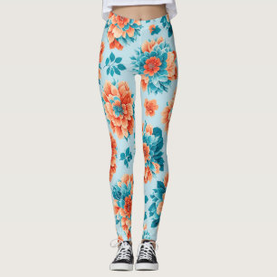 Bezauberndes Blau- und Orangefarbenes Design: Deli Leggings