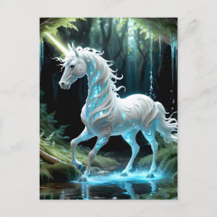 Bezauberndes, blaues und weißes Einhornspazierenge Postkarte