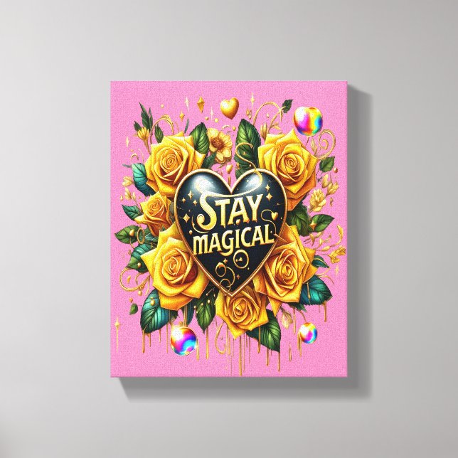 Bezauberndes Bouquet mit goldenen Rose und Herz 8x Leinwanddruck (Vorderseite)