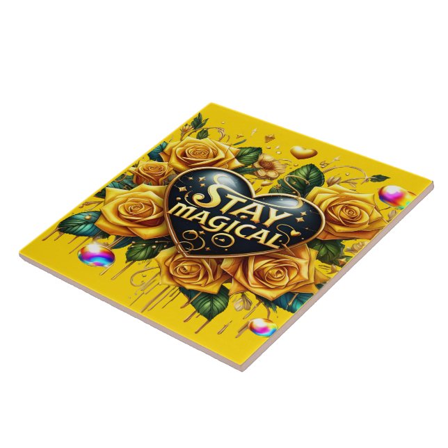 Bezauberndes Bouquet mit goldenen Rose und Herz Fliese (Seite)