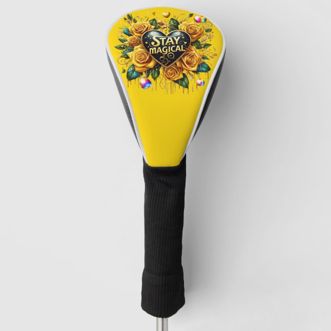 Bezauberndes Bouquet mit goldenen Rose und Herz Golf Headcover (Vorderseite)