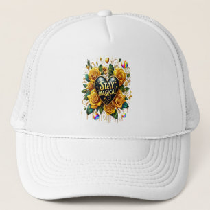 Bezauberndes Bouquet mit goldenen Rose und Herz Truckerkappe