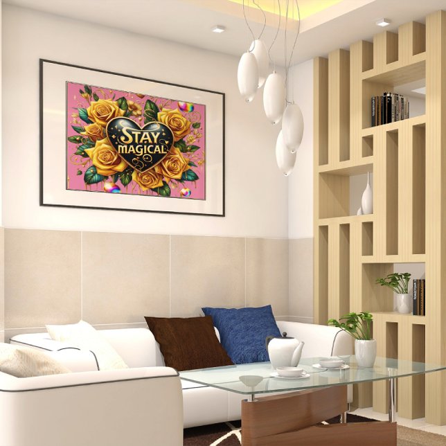 Bezauberndes Bouquet mit goldenen Rose und Herzens Poster (Von Creator hochgeladen)