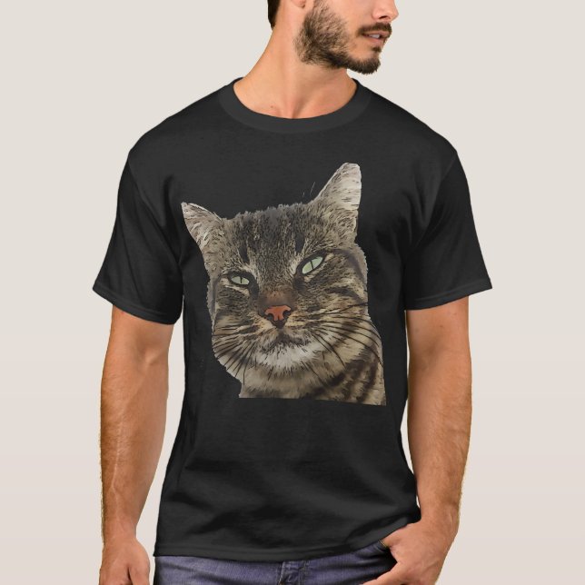 Bezauberndes Brown Tabby Schwarze Kontur Ristorant T-Shirt (Vorderseite)