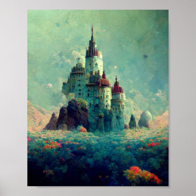Bezauberndes Burg Fantasy Kunst, Dichtung und Musi Poster (Vorne)