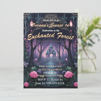 Bezauberndes Burg Forest Sweet 16 Einladungen