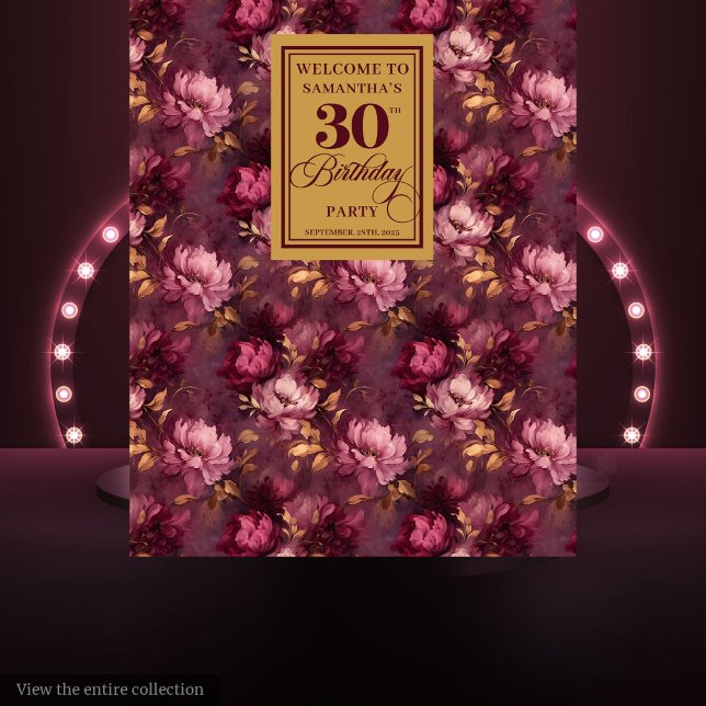 Bezauberndes Burgundy Blush Gold Boho 30. Geburtst Wandteppich (Lovely Burgundy Blush Gold Boho 30th Birthday Tapestry)