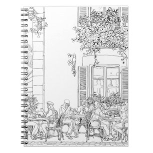 Bezauberndes Café Terrace Line Notizblock